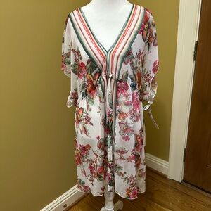 Becca Womens Plus Tunic Swim Top Cover-Up 0X 14-16,  Multi